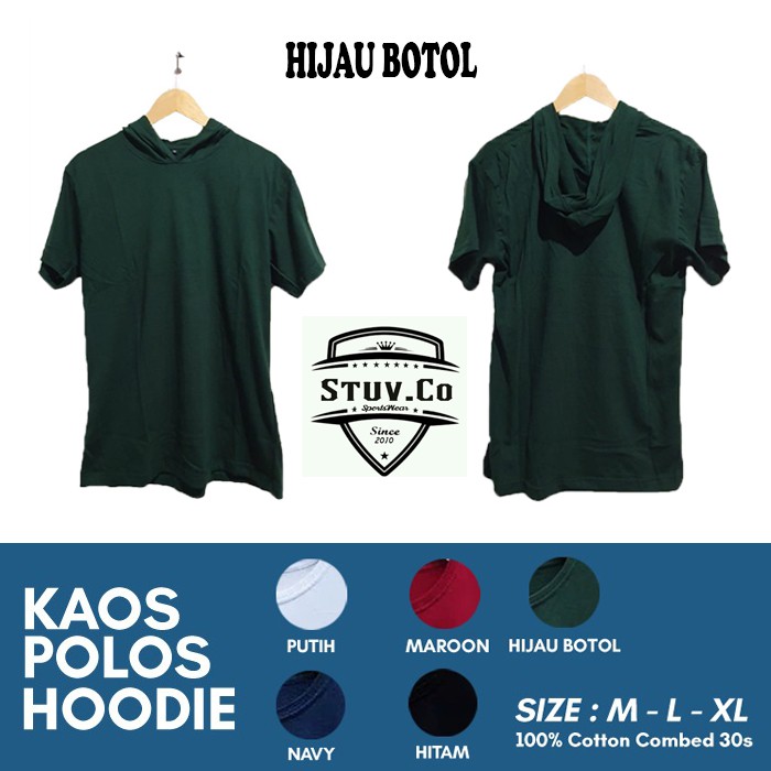 Kaos Hoodie Polos Cotton Combed 30s Size M L Xl Pendek Warna