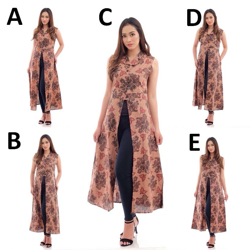 Madamwar Bolero Batik Panjang Tanpa Lengan