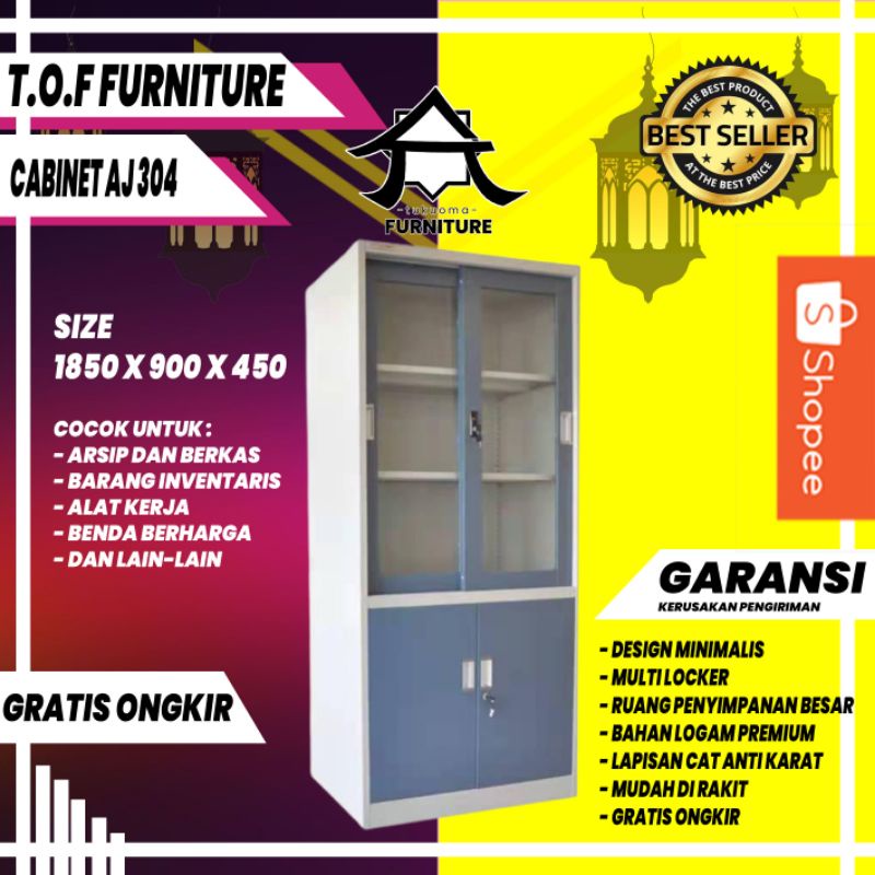 Jual Lemari Kaca Almari Cupboard Arsip Office Kantor