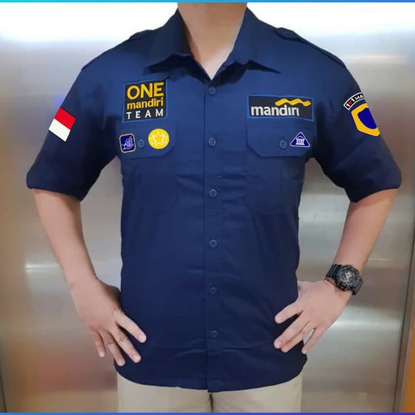 Jual READY STOCK KEMEJA SERAGAM BANK MANDIRI BANK BNI BANK BRI POLOS DAN  CUSTOM WARNA NAVYY HITAM DAN LL Indonesia|Shopee Indonesia
