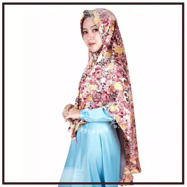 jilbab Khimar pesta syari maxmara bunga abstrak pet antem Shopee