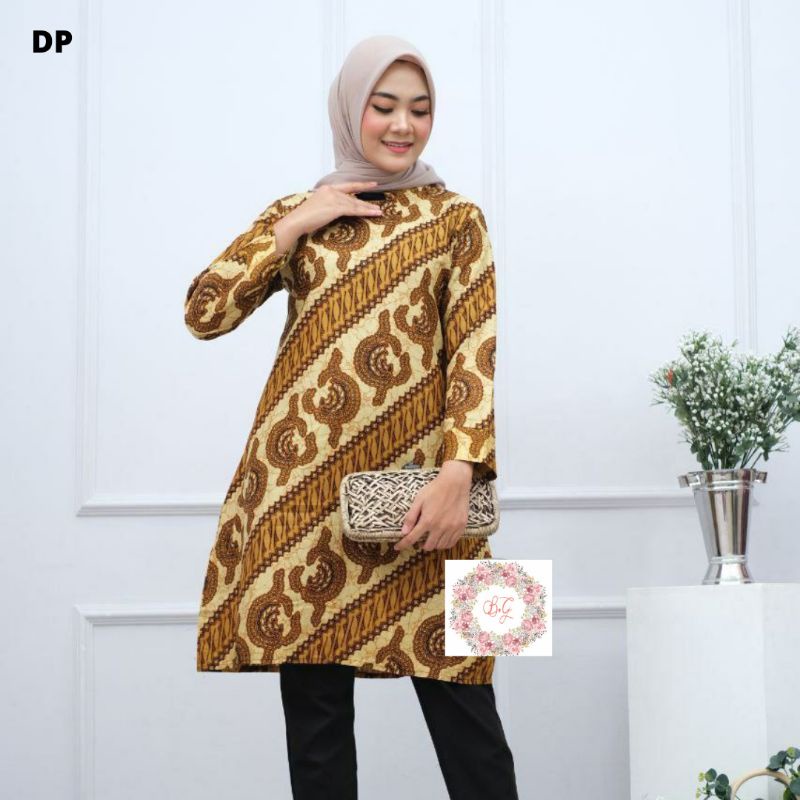 Jual Tunik batik lengan panjang dress batik hijab dreaa batik kantor