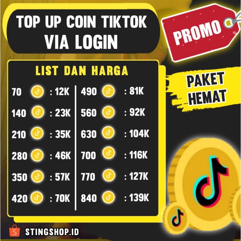 Jual TikTok Koin Murmer Shopee Indonesia
