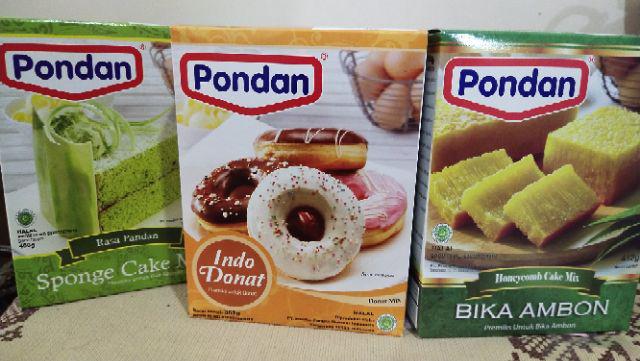 Pondan paket Sponge pandan, bolu kukus mawar, donat, bika ambon