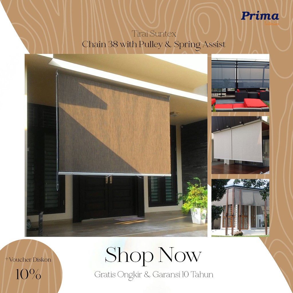 Jual Tirai Outdoor/Roller Blinds Outdoor/ Suntex Chain 38 Pulley