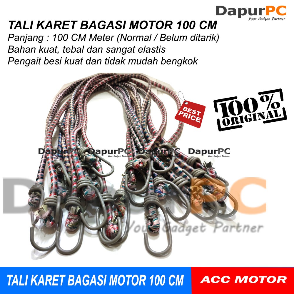Tali Bagasi Motor 1 Pcs Tali Karet Pengikat Barang 100 CM Kuat Dan
