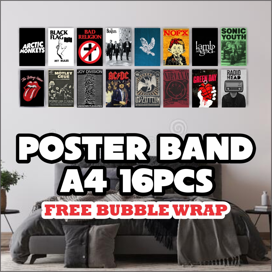 Jual (16PCS A4) Poster Band Wall Collage Wall Poster Aesthetic Collage