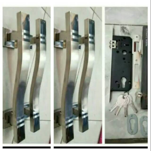 SET 4PCS Pull handle pintu set cobra S stainless + body pelor bagus kunci  pintu tarikan pintu | Shopee Indonesia