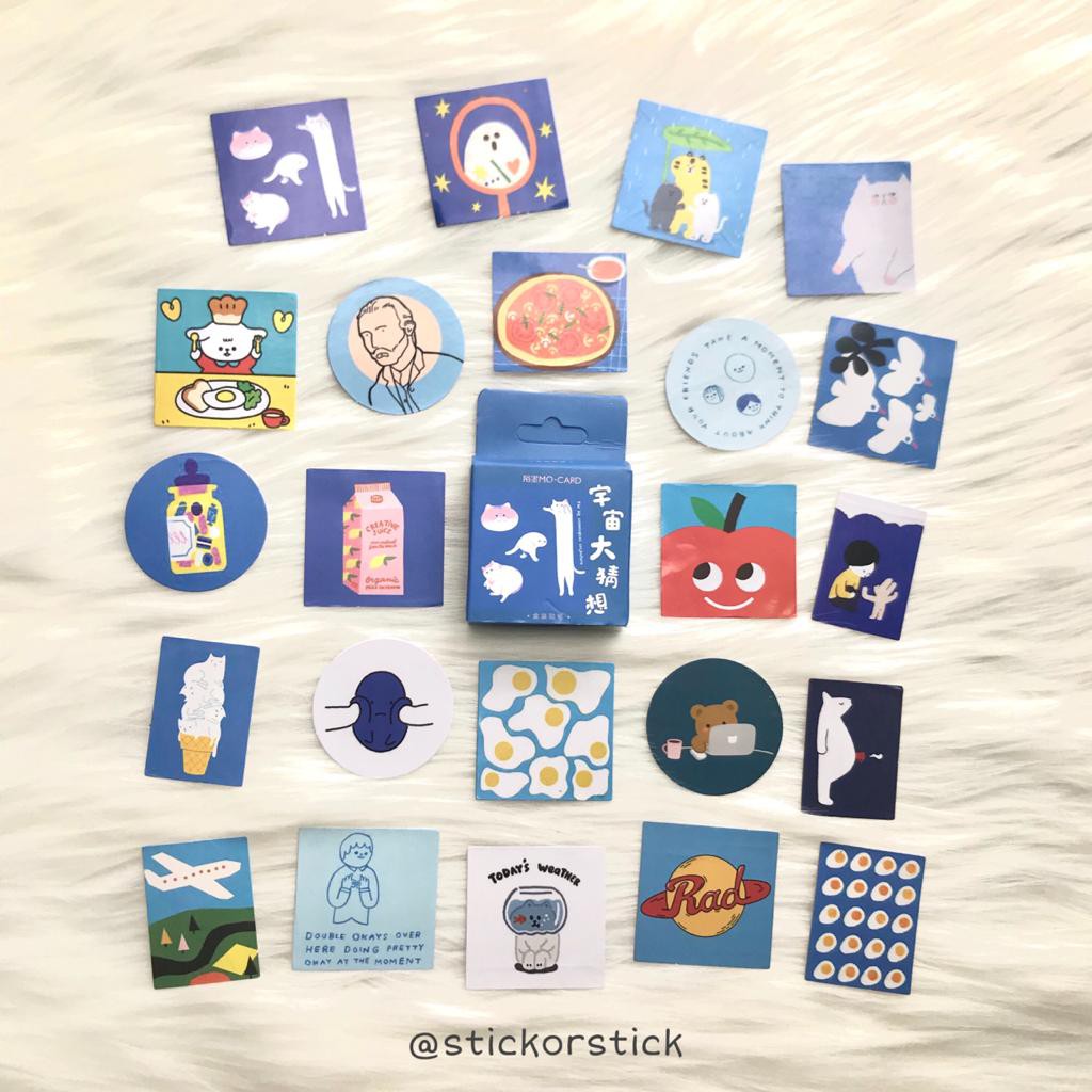 Jual 45 Pcs/Box Blue Cartoon Sticker Box (Sticker Laptop, Journal