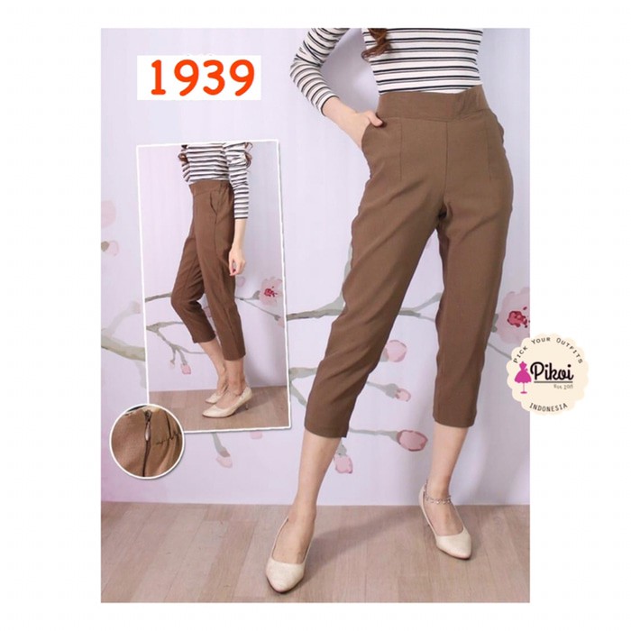 Terbaru,,! Celana Kain Wanita Murah Bawahan Pants Panjang Kerja XB199 7/8 / Highwaist 7/8 Hitam