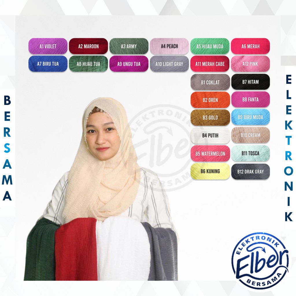 ELBER HIJAB FASHION JILBAB PASHMINA BAHAN KATUN TERMURAH BATAM JILBAB