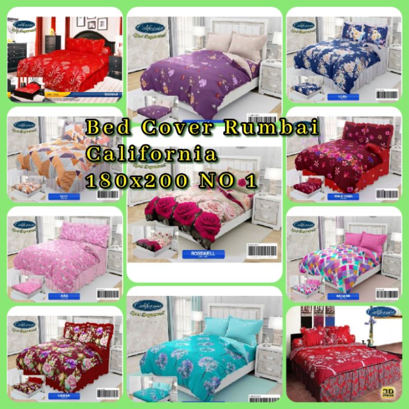 Jual Bed Cover California 180x200 Set Rumbai King No 1 / 6 KAKI Motif