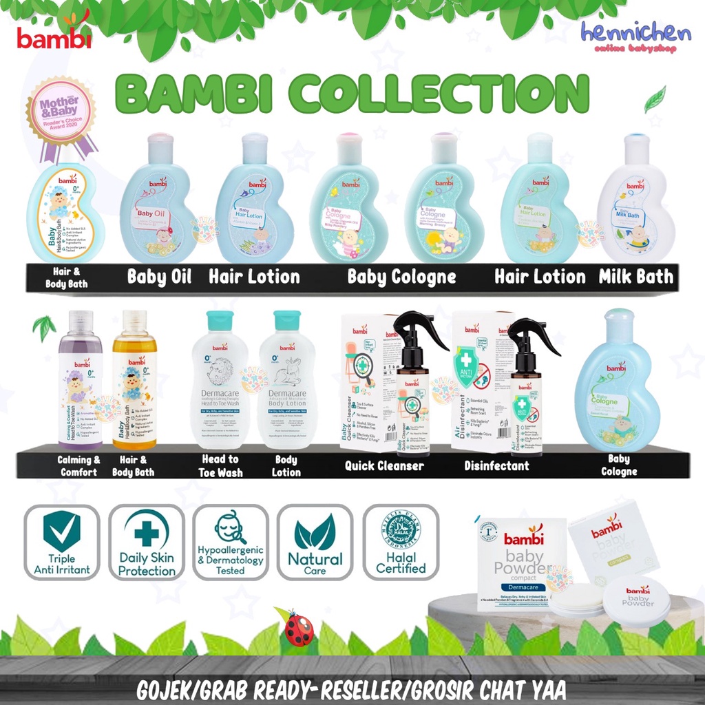 Jual Bambi Baby Cologne Sweet Floral / Milky Powdery / Morning Breezy Parfum bayi/ Milk Bath
