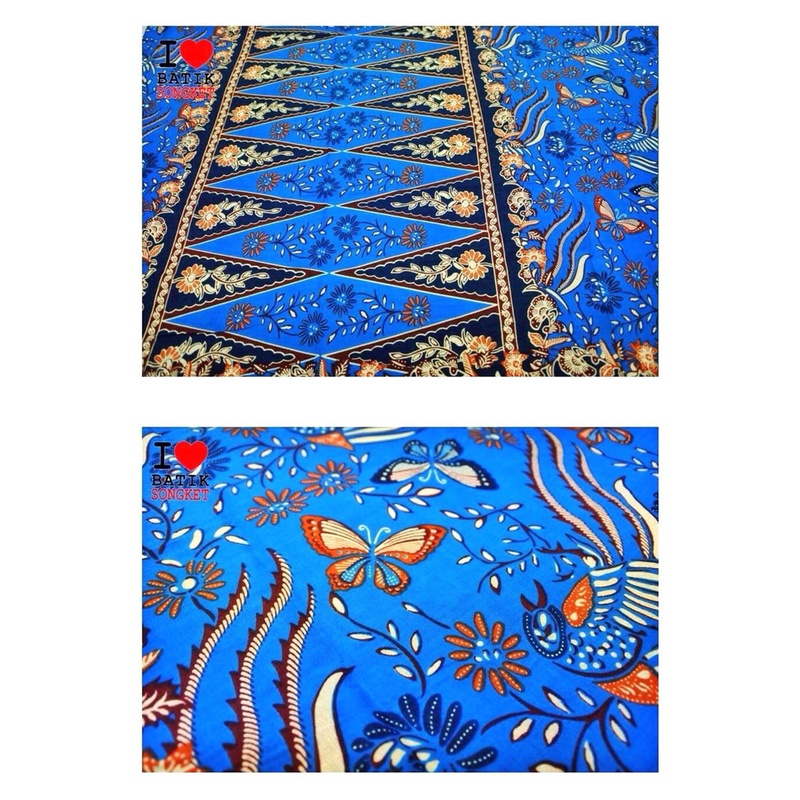 SARUNG BETAWI MOTIF 1 BIRU TUMPAL PUCUK REBUNG BAHAN KAIN BATIK JAKARTA