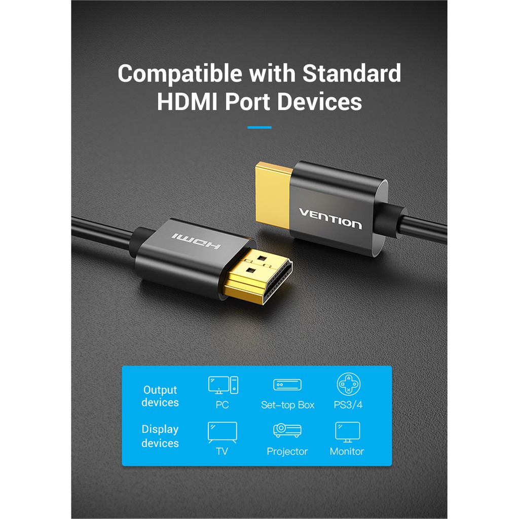 Jual Vention Kabel Hdmi 2.0 Ultra Slim 4K High Speed Gold Plated Indonesia|Shopee Indonesia