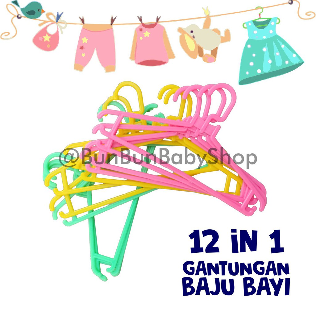 Jual 12 Pcs Hanger Baju Bayi Jemuran Pakaian Baby Lahir Newborn Kecil