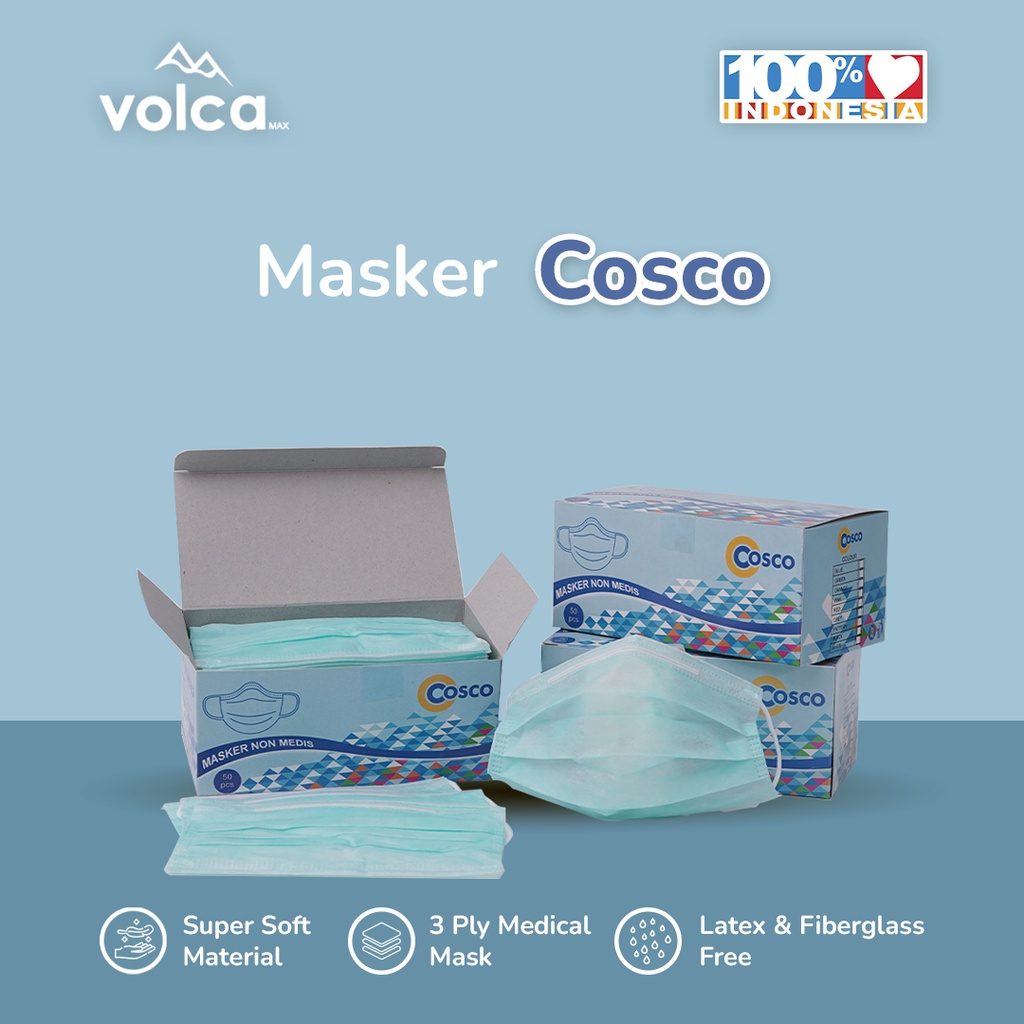 Jual daily face mask, masker debu, masker 3 ply , Cosco Hijab Hijau