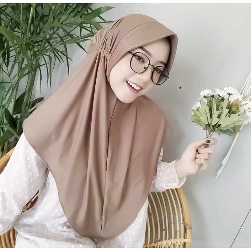 Jilbab Instan Jersey / Hijab Instan Terbaru / Jilbab Serut Jersey Adiba