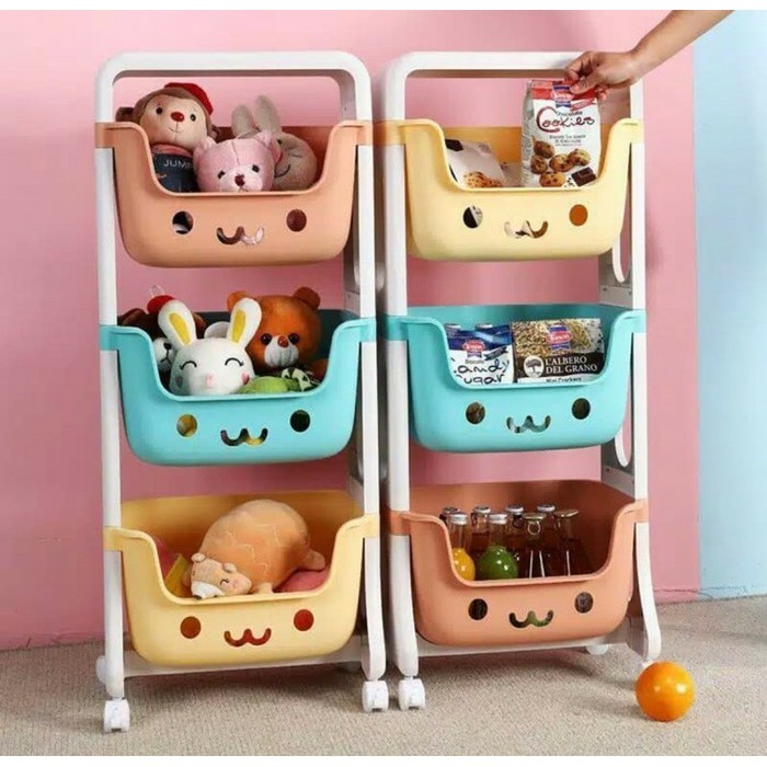 Jual Rak Roda 3 Susun /Tempat Penyimpanan Mainan Anak Rak Mainan Anak | Shopee Indonesia
