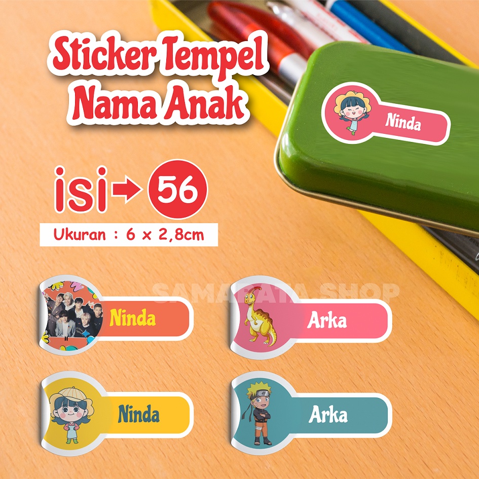 Jual 56 PCS Stiker / Nama Anak Murah / nama buku mapel / Label Nama