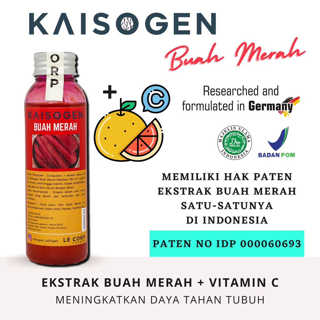 Kaisogen Buah Merah 100ML Dengan Vitamin C Suplemen Buah