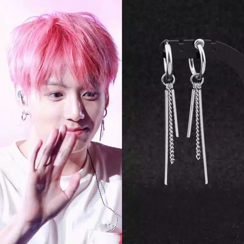 1pcs Anting cowok Fashion Jungkook BTS / Anting pria motif Kpop korean