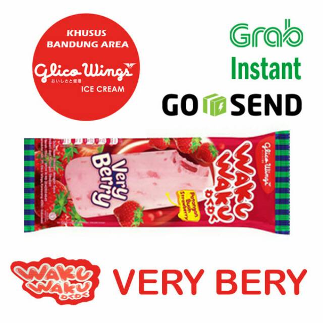 Glico Wings Ice Cream Wakuwaku Very Bery es krim stroberi