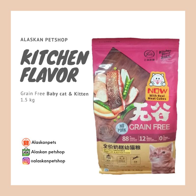 Jual Kitchen Flavor Grain free Baby Cat kitten 1,5kg freshpack Shopee