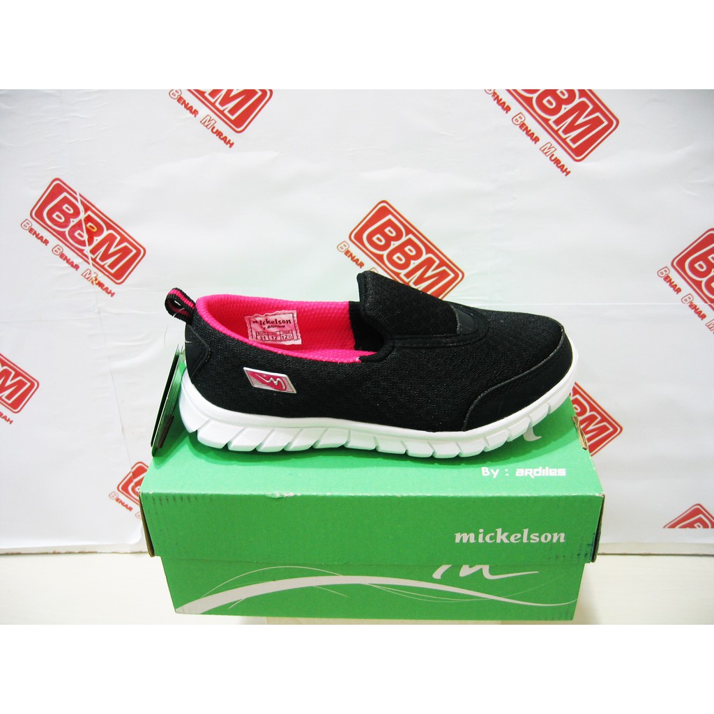 ARDILES MICKELSON LIVVI KID SEPATU ANAK SLIP ON SNEAKER Hitam/Pink