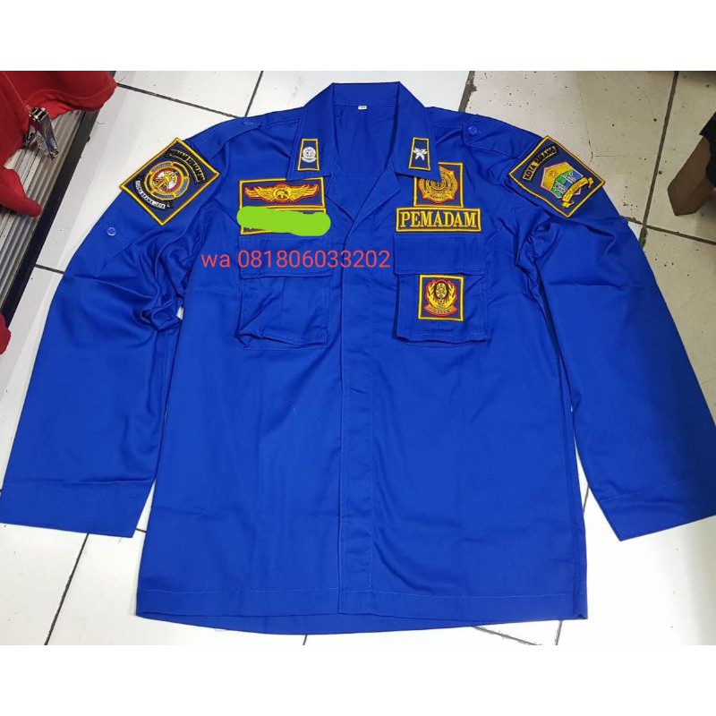 Jual baju/seragam pemadam PDL/lapangan bahan drill + bordir timbul lengkap ( baju saja ya) Indonesia|Shopee Indonesia