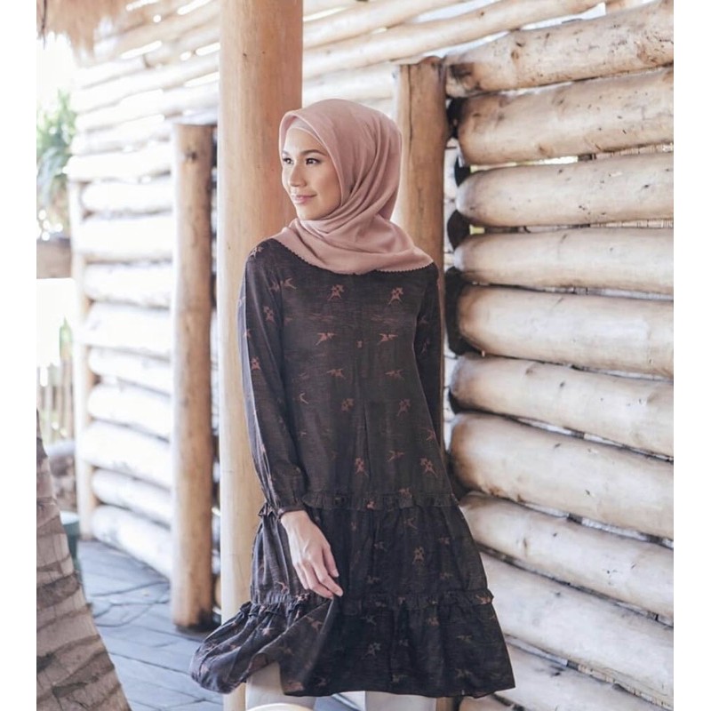 Frilly Tunik Brown S Wearing Klamby Shopee Indonesia