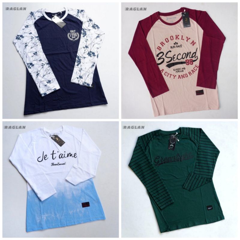 KAOS 3SECOND THREESECOND THREE SECOND RAGLAN CEWEK LENGAN PANJANG