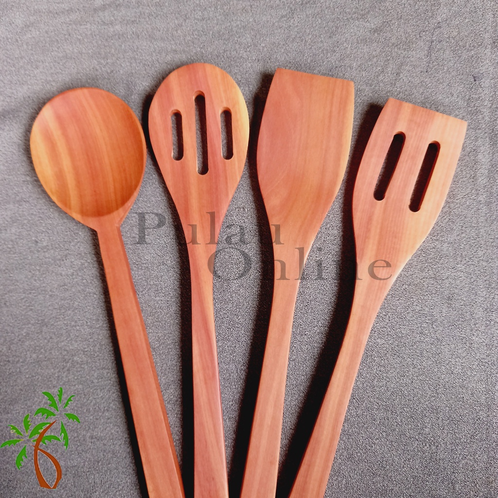 Jual Spatula Kayu Sawo 30cm Spatula Kayu Set (Isi 4) Sutil Kayu