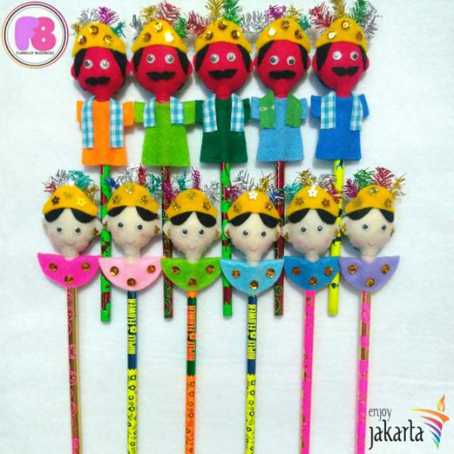 PENSIL ONDEL ONDEL BETAWI KERAJINAN BETAWI KERAJINAN FLANEL SOUVENIR  JAKARTA CINDERAMATA JAKARTA | Shopee Indonesia