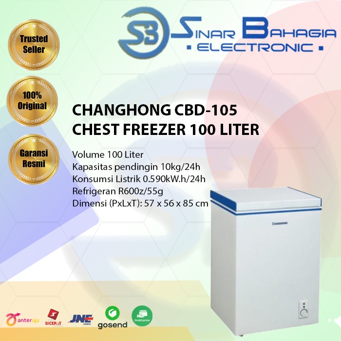 Jual CHANGHONG CBD 105 CHEST FREEZER 100 LITER (NEW) (KHUSUS BANDUNG