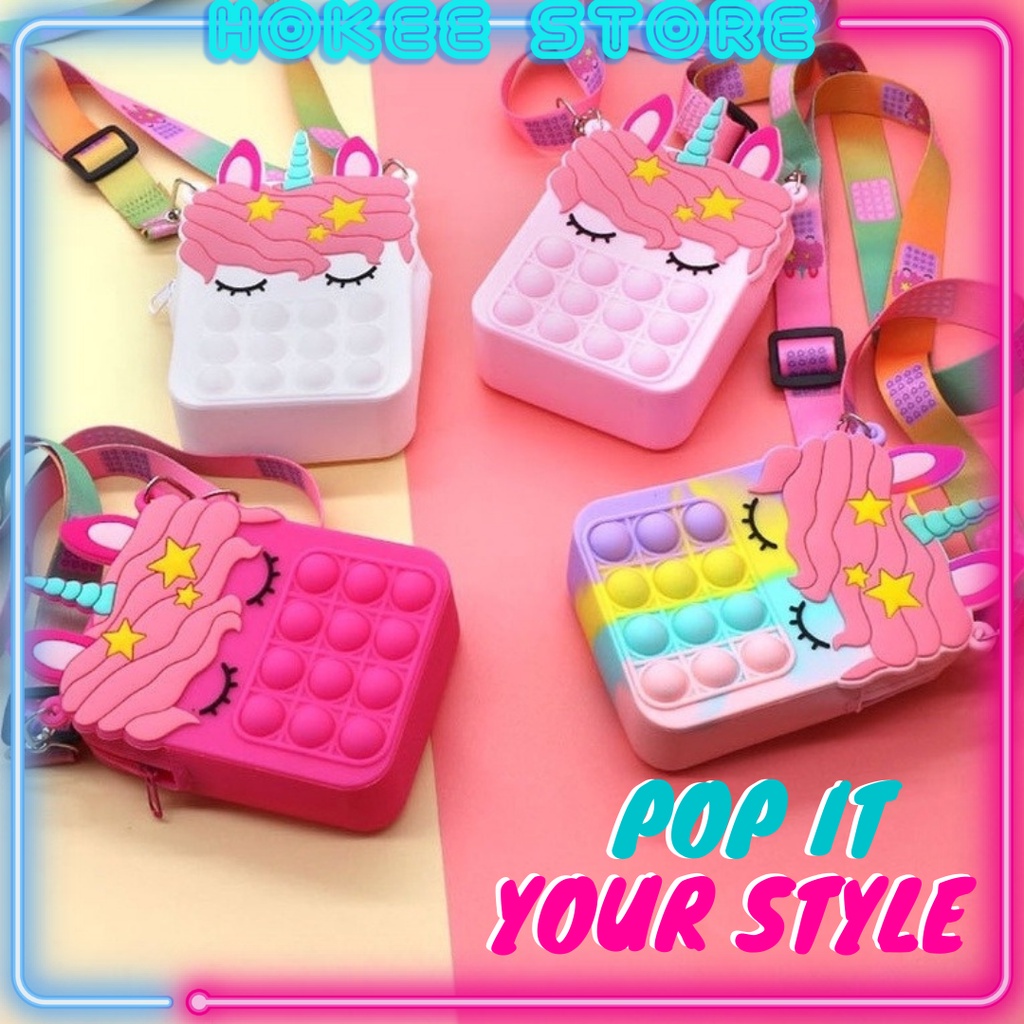 Jual Pop It Rainbow Unicorn Tas Selempang Anak Viral Tiktok / New Popit Bag Mainan Bubble Penghilang Stress | Shopee Indonesia