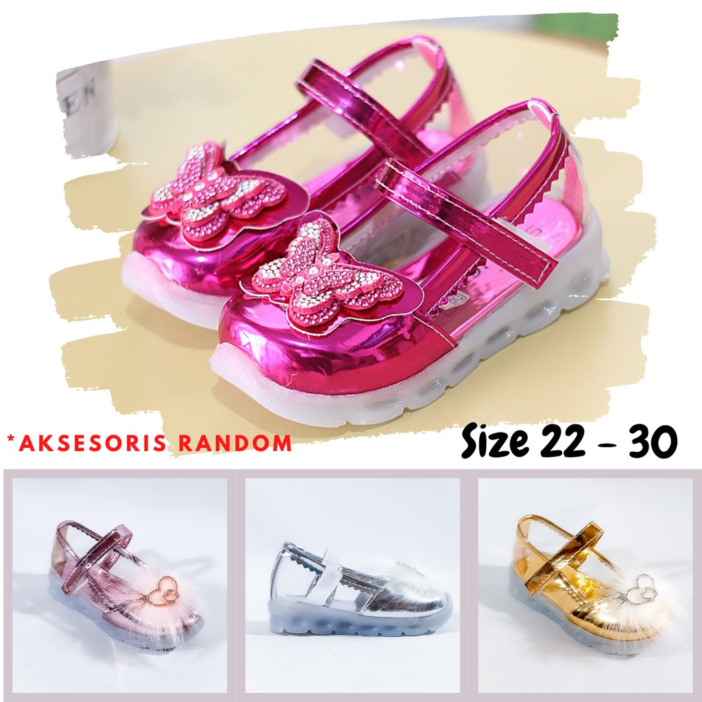 Sepatu Pesta Anak Perempuan Mika Metalik Kupu Blink 1 3 Tahun SAP14A