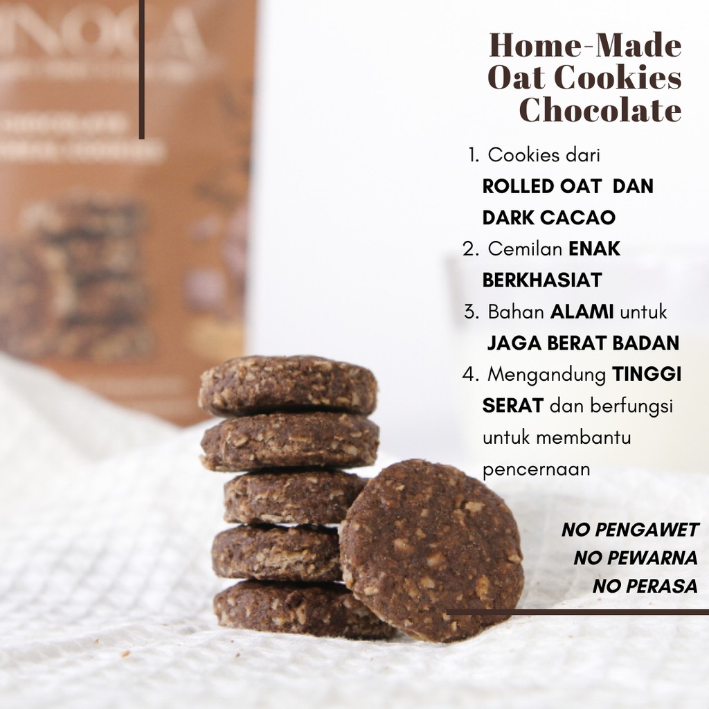 Jual Oatmeal Cookies Cemilan Diet Sehat Pinoca - Coklat | Shopee Indonesia