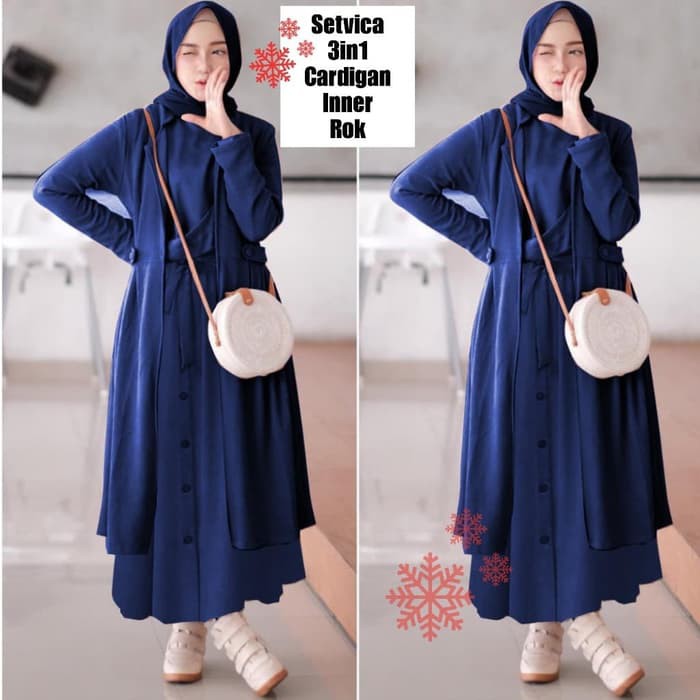 GAMIS SYARI REMAJA ABG MUSLIM KEKINIAN STELAN 3IN1 SETVICA