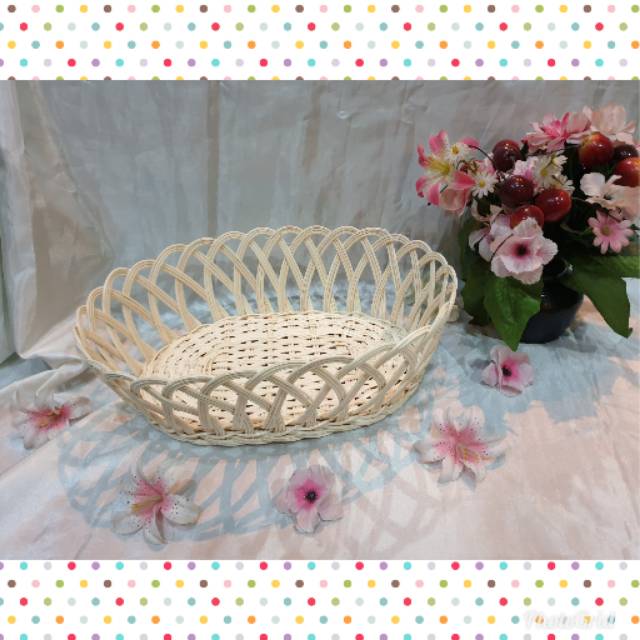 K14L Keranjang rotan kiring oval L 31x21x11cm hampers