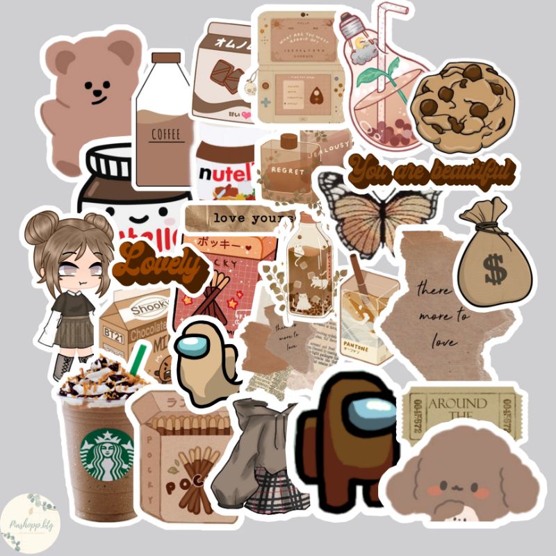 Jual Sticker Aesthetic Coklat | Shopee Indonesia
