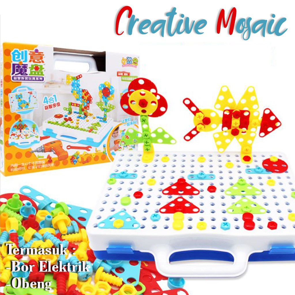 Jual Mainan Edukasi Anak 3 Tahun Tempel Puzzle Creative Mosaik 3D Mainan Motorik Halus Bongkar Pasang | Shopee Indonesia