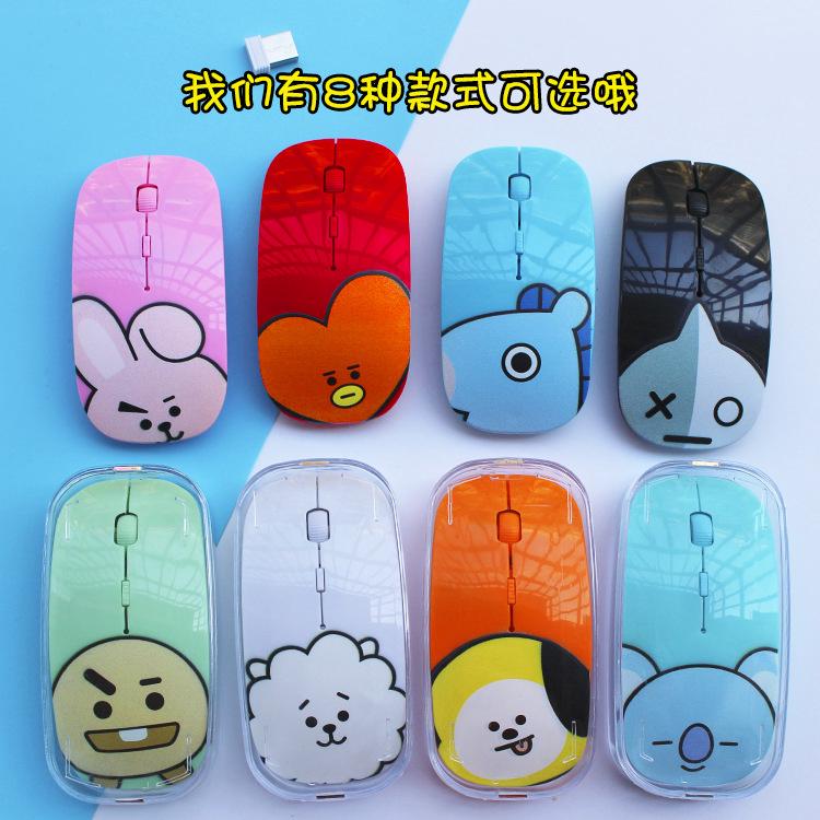 KPOP BTS bt21 Mouse Wireless Motif Kartun Lucu untuk