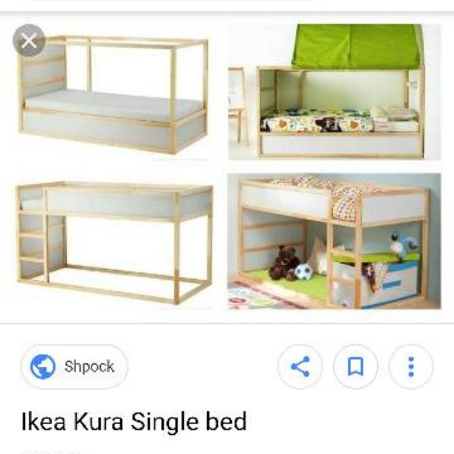 Ikea KURA Tempat tidur ranjang tingkat murah kasur kayu asli putih sale