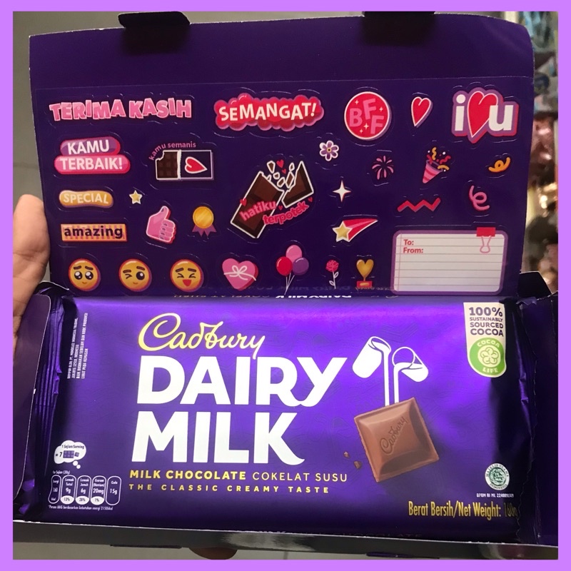Jual Coklat Valentine Berhadiah Sticker Cute Cadbury Dairy Milk Super Big 160Gr Kreasikan Ungkapan Hatimu | Shopee Indonesia