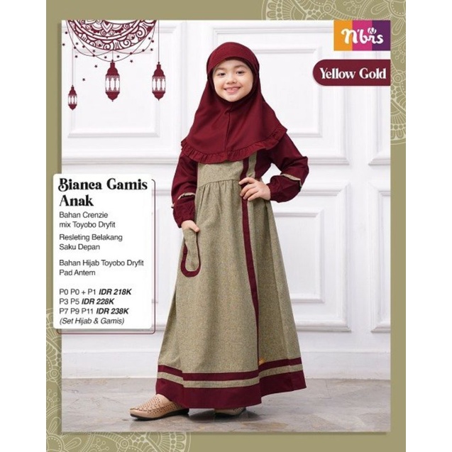 Gamis anak Nibras (Bianca Yellow Gold) P3 Shopee Indonesia