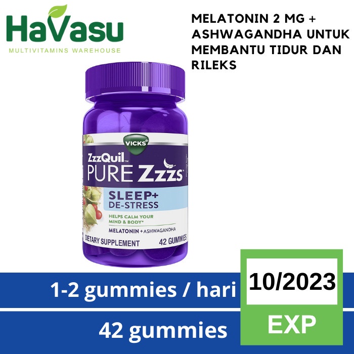 Jual Vicks ZzzQuil Pure Zzzs DeStress Sleep Melatonin Ashwagandha