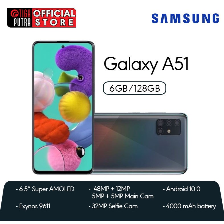Jual SAMSUNG GALAXY A51 RAM 6GB INTERNAL 128GB GARANSI RESMI SEIN