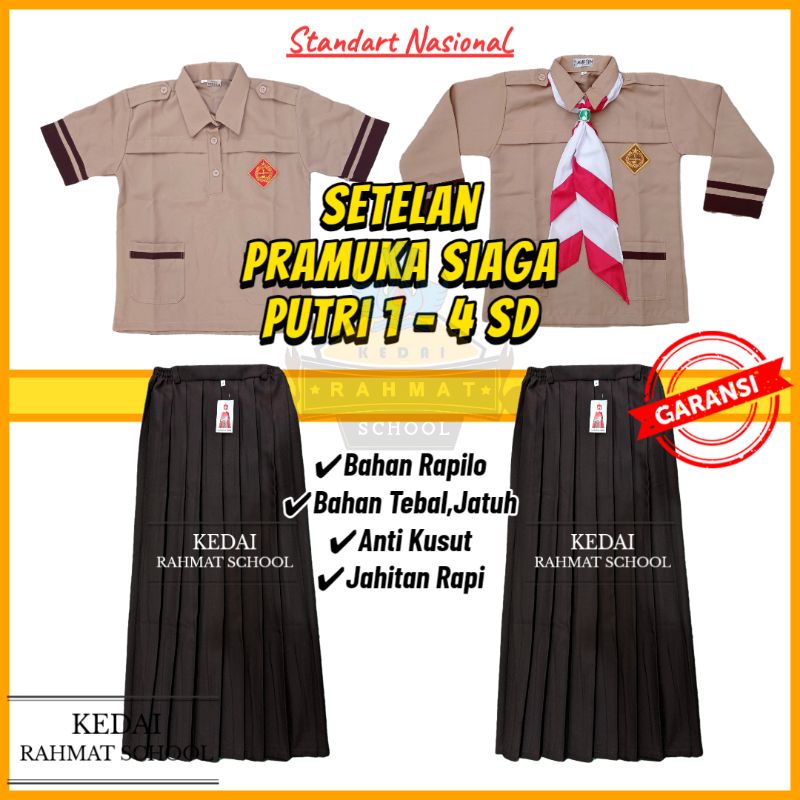 Jual COD Premium Setelan Seragam Pramuka Nasional SD Siaga Putri Panjang  Pendek Indonesia|Shopee Indonesia