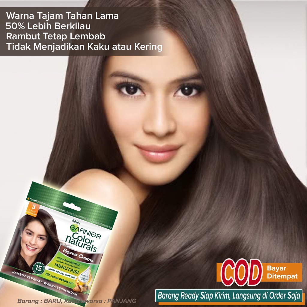 Jual Semir Pewarna Rambut No Pudar Anti Luntur Warna Tajam Awet Tahan Lama No Kaku Hasil Rambut Halus Lembut Bercahaya ~ Garnier Color Naturals Sachet 3.Coklat Kehitaman | Shopee Indonesia
